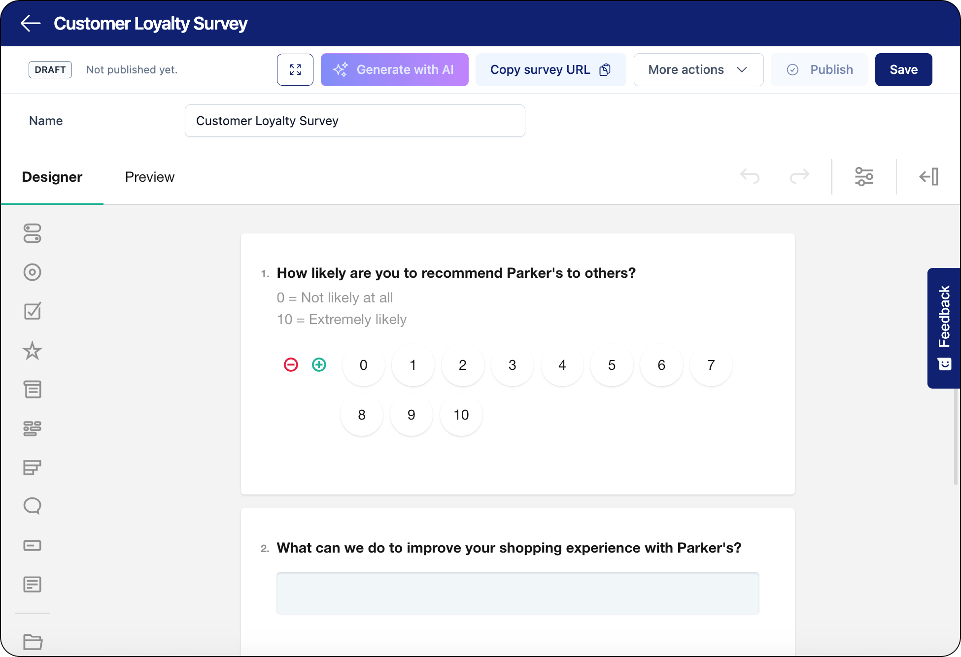 Survey editor