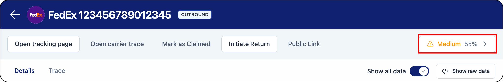 Medium risk level indicator