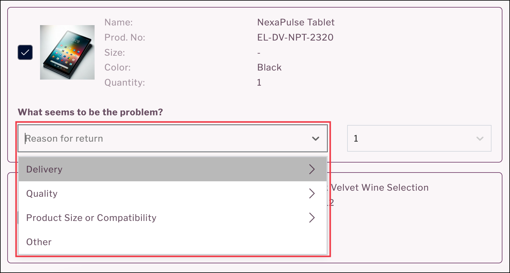 Return reasons for electronic products