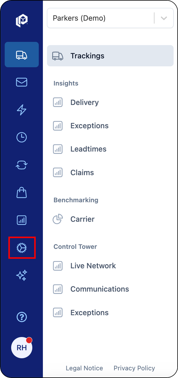 Admin option highlighted in the global navigation menu
