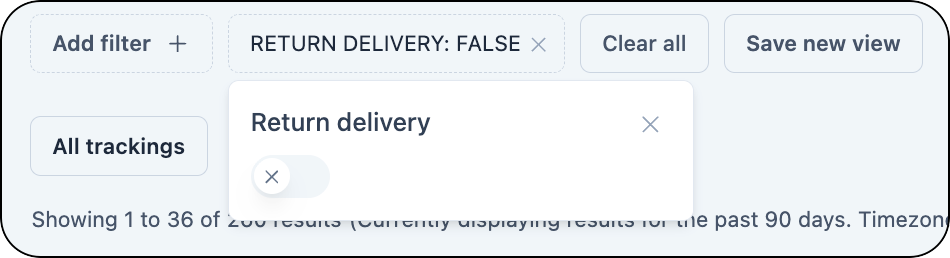 Return delivery filter