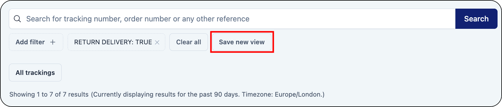 Save new view button highlighted