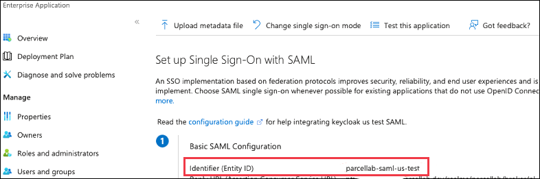 Service provider's ID highlighted for the application
