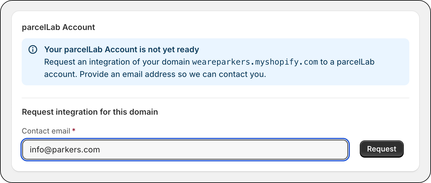Request integration of Shopify domain to parcelLab account