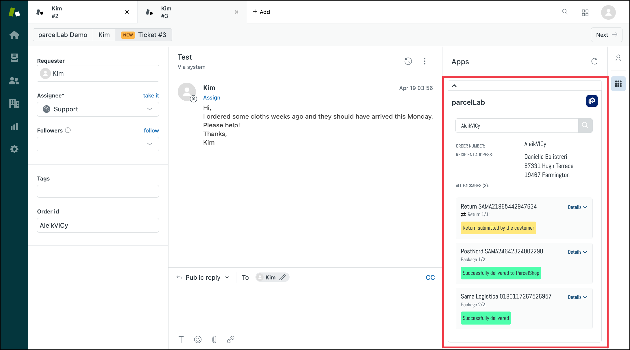 Default view of the app on the right-hand side of a Zendesk ticket.