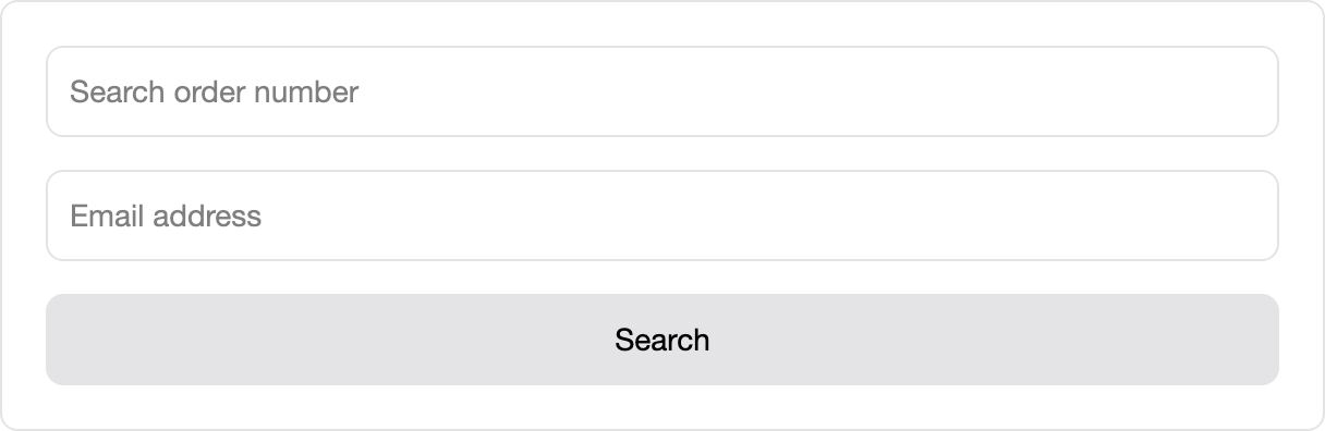 Order search form with order number and email address input fields