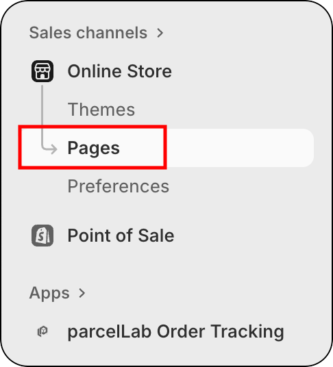 Pages option in main menu highlighted
