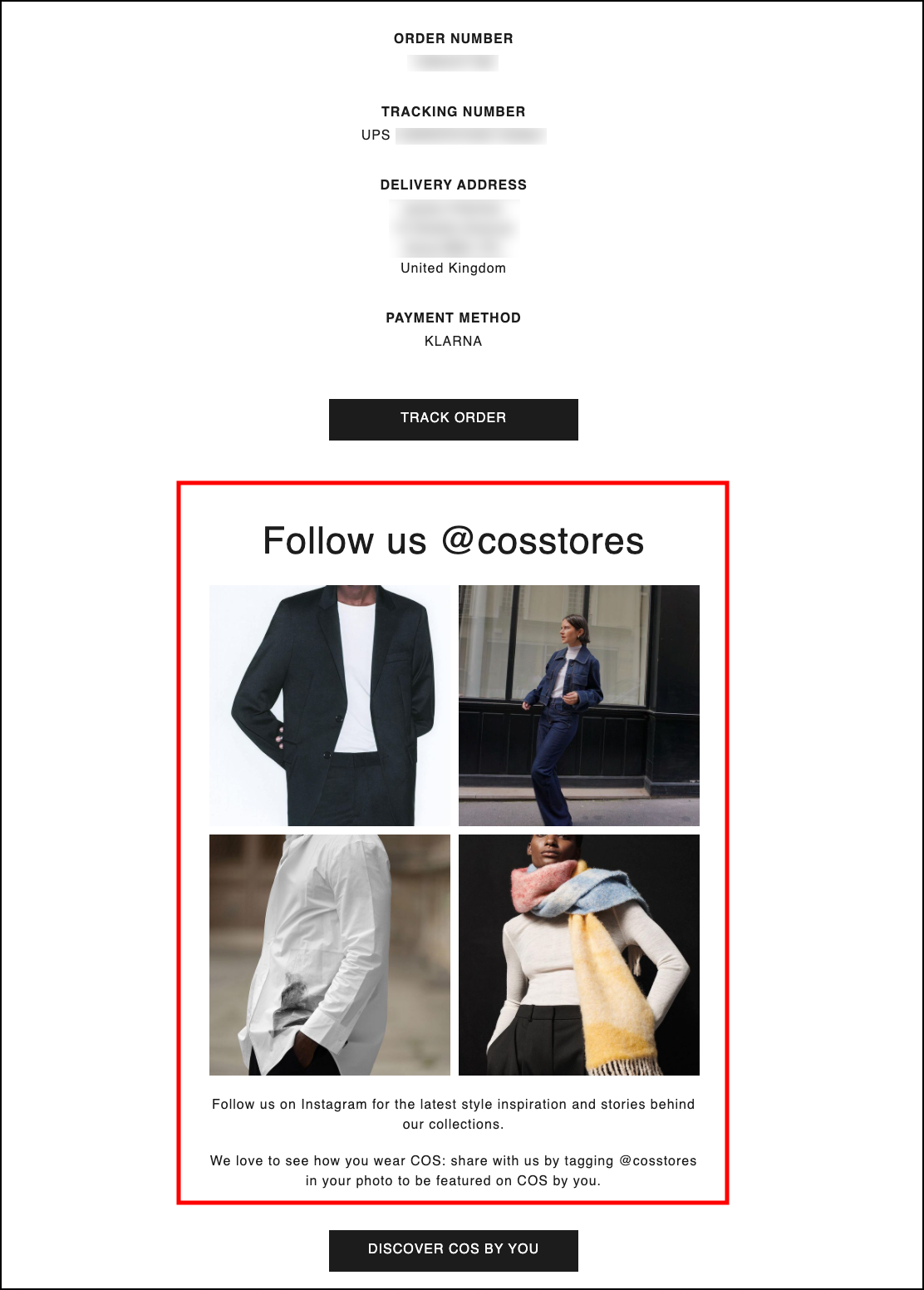 Email with integrated Instagram images